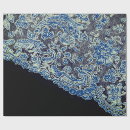 ANTIEK LACE BLACK EN BLAUW GIFT-opvulpapier Cadeaupapier