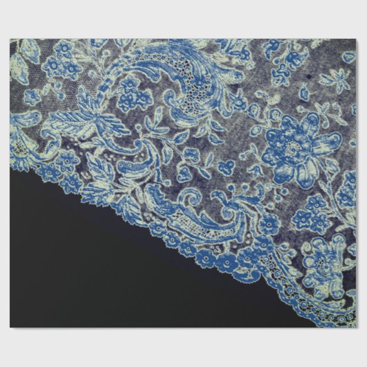 ANTIEK LACE BLACK EN BLAUW GIFT-opvulpapier Cadeaupapier (Vlak)