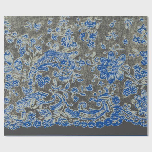 ANTIEK LACE BLACK EN BLAUW GIFT-opvulpapier Cadeaupapier (Vlak)