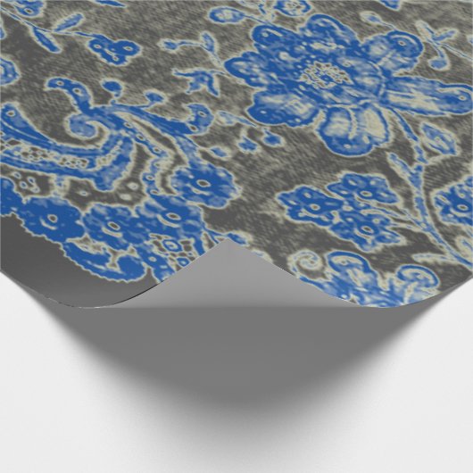 ANTIEK LACE BLACK EN BLAUW GIFT-opvulpapier Cadeaupapier (Hoek)