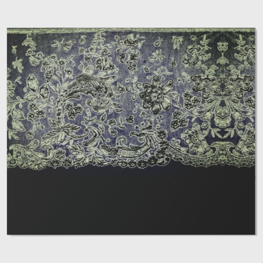 ANTIEK LACE BLACK EN BLAUW GIFT-opvulpapier Cadeaupapier (Vlak)