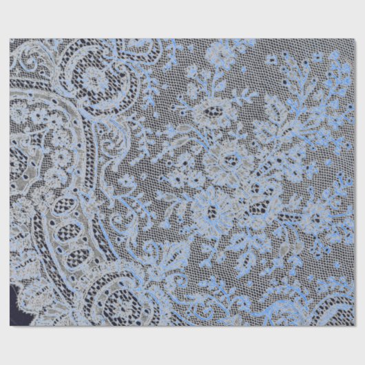 ANTIEK LACE BLACK EN BLAUWE GIFT WRAPPING CADEAUPAPIER (Vlak)