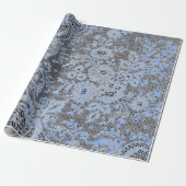 ANTIEK LACE BLACK EN BLAUWE GIFT WRAPPING CADEAUPAPIER (Uitgerold)