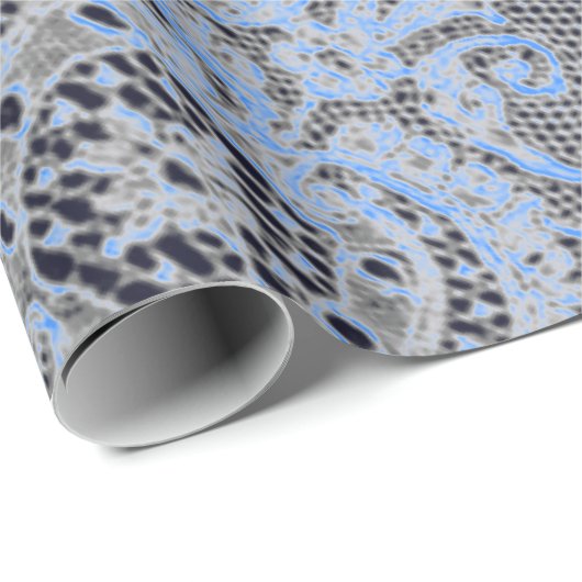 ANTIEK LACE BLACK EN BLAUWE GIFT WRAPPING CADEAUPAPIER (Rol Hoek)