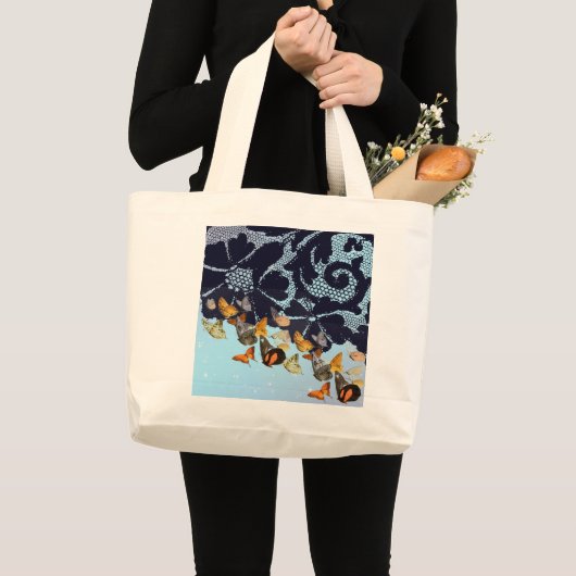 ANTIEK LACE-BUTTERFLIES IN TWILIGHT CANVAS TAS (Voorkant (product))