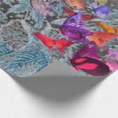 ANTIEK LACE GIFT-WRAP MET BUTTERFLIES IN BLAUW CADEAUPAPIER (Hoek)