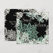 Antiek Lace Green Sweet Sixteen Party-uitnodiging Kaart (Voorkant / Achterkant)