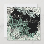 Antiek Lace Green Sweet Sixteen Party-uitnodiging Kaart (Voorkant)