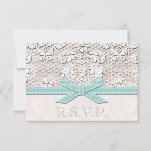 Antiek Lace look RSVP Wedding Response Cards (Voorkant)