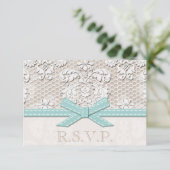 Antiek Lace look RSVP Wedding Response Cards (Staand voorkant)
