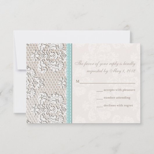 Antiek Lace look RSVP Wedding Response Cards (Achterkant)