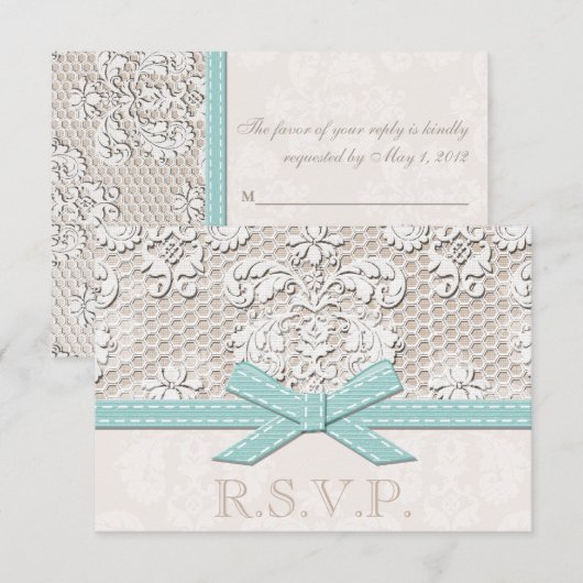 Antiek Lace look RSVP Wedding Response Cards (Voorkant / Achterkant)