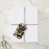 ANTIEK LACE PATROON BLACK EN GEEL GIFT LABEL CADEAULABEL (Met Touw)