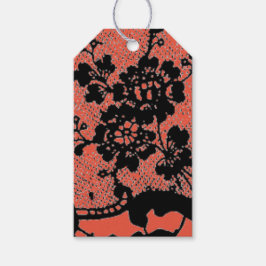 ANTIEK LACE PATROON BLACK EN RED GIFT LABEL CADEAULABEL