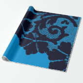 ANTIEK LACE PATROON GIFT WRAPPING MET BLUE CADEAUPAPIER (Uitgerold)