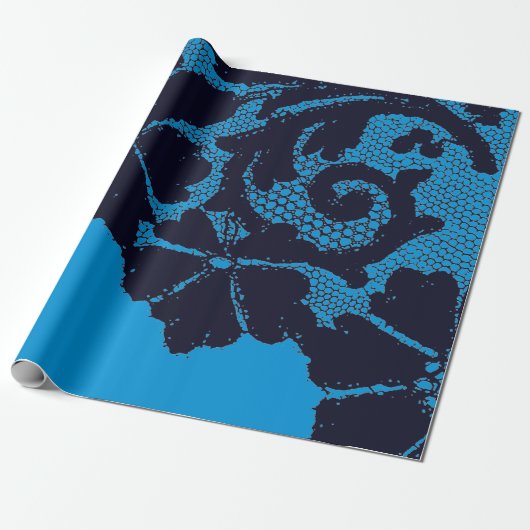 ANTIEK LACE PATROON GIFT WRAPPING MET BLUE CADEAUPAPIER (Uitgerold)