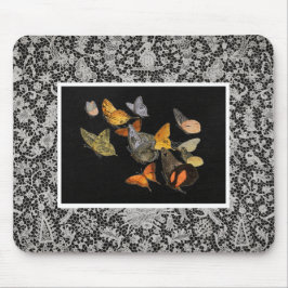 ANTIEK LACE PATROON MET BUTTERFLIES Mousepad Muismat