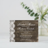 Antiek Lace Rustic Vrijgezellenfeest nodigt Briefk Uitnodiging Briefkaart (Staand voorkant)