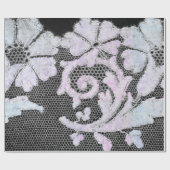 ANTIEK LACE ZWARTE EN BLAUWE WRAPPINGSPAPIER CADEAUPAPIER (Vlak)