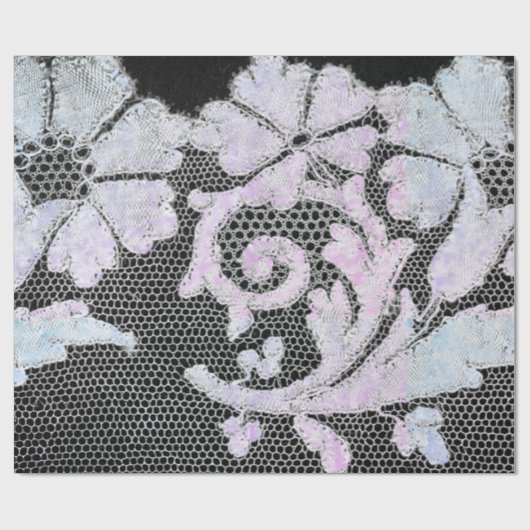 ANTIEK LACE ZWARTE EN BLAUWE WRAPPINGSPAPIER CADEAUPAPIER (Vlak)
