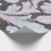ANTIEK LACE ZWARTE EN BLAUWE WRAPPINGSPAPIER CADEAUPAPIER (Hoek)