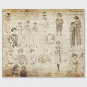 Antiek  Lady Meisje Mode Cadeaupapier (Vlak)