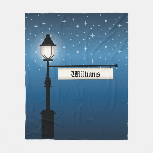 Antiek lamppost 's nachts met aangepaste naam fleece deken (Voorkant)