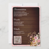 Antiek lantaarn roze bloemhout moslim bruiloft kaart (Achterkant)