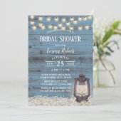 Antiek Lantern Rustic Dusty Blue Vrijgezellenfeest Kaart (Staand voorkant)