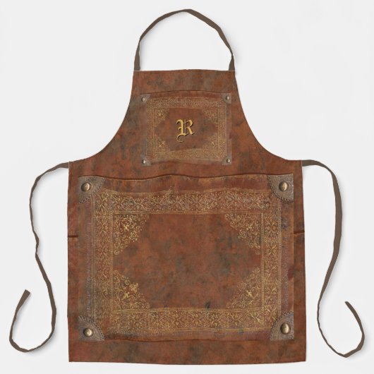 Antiek leder Kijk uit met Monogram Schort (Voorkant)