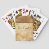 Antiek leder speelkaarten (Achterkant)