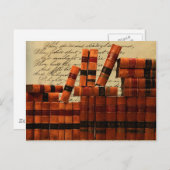 Antiek lederboeken briefkaart (Voorkant / Achterkant)