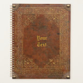 Antiek lederen blikvanger met jouw tekst planner (Voorkant)