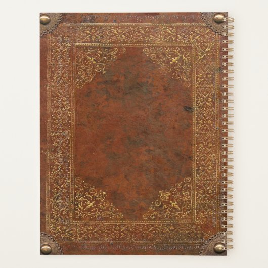 Antiek lederen blikvanger met jouw tekst planner (Achterkant)