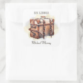 Antiek lederen koffer Bookplate Vierkante Sticker (Tas)