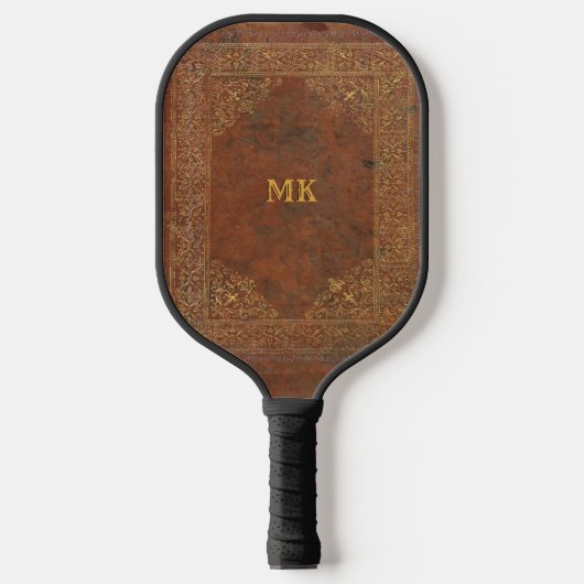 Antiek lederen look (aanpasbaar) pickleball paddle (Voorkant)