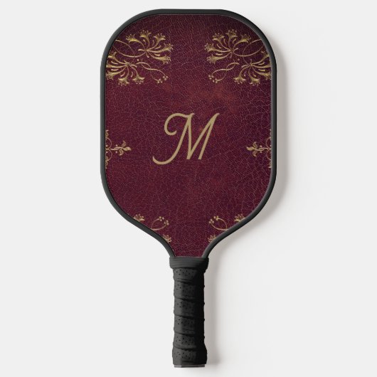 antiek lederen look monogram pickleball paddle (Voorkant)