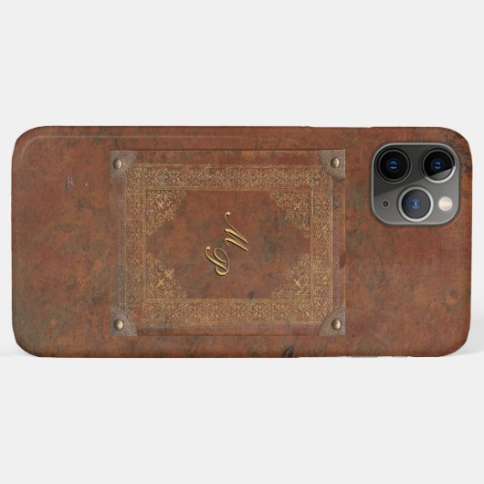 Antiek lederen telefoontas met Initialen Case-Mate iPhone Case (Achterkant (horizontaal))