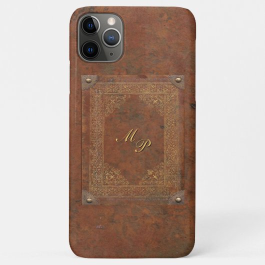 Antiek lederen telefoontas met Initialen Case-Mate iPhone Case (Achterkant)