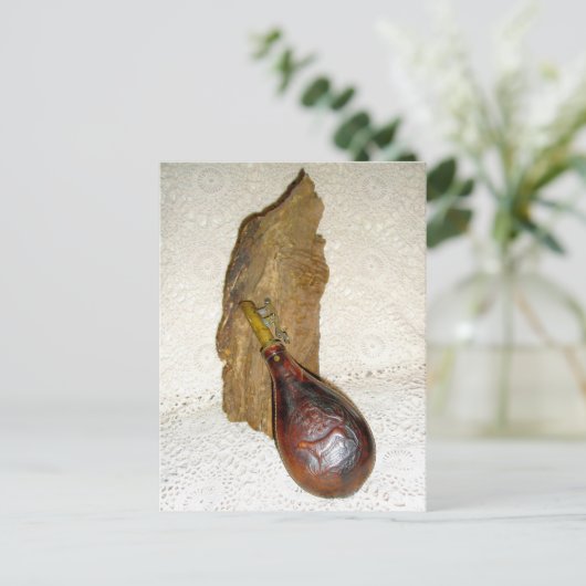 Antiek lederfles briefkaart (Staand voorkant)