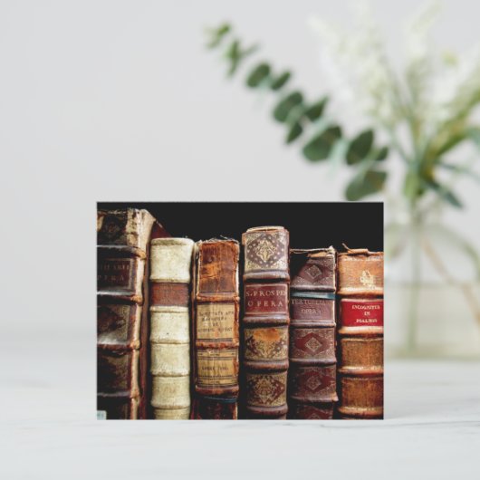 Antiek leerlingenbindboeken uit de 18e eeuw briefkaart (Staand voorkant)