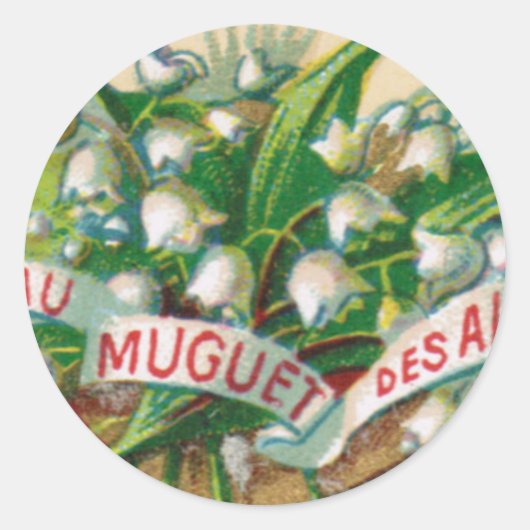Antiek Lelie van de Vallei Ronde Sticker (Voorkant)
