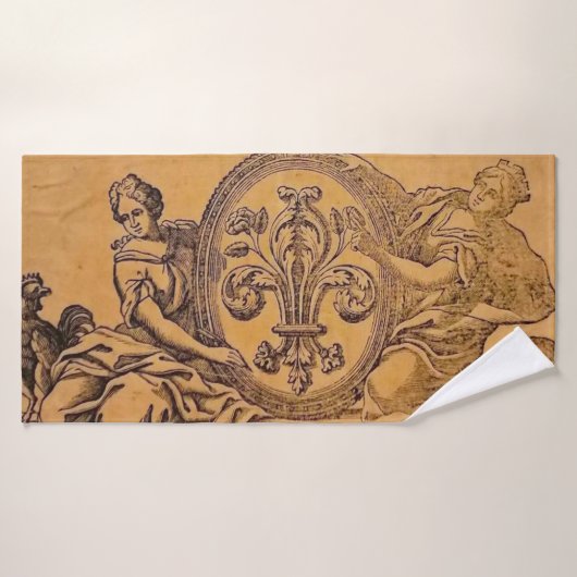 Antiek  Lelie van Frankrijk Bad Handdoek (Badhanddoek)