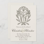 Antiek lelies, bruiloft kaart (Voorkant / Achterkant)