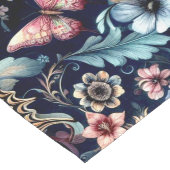 Antiek lentebloemen en vlinders lange tafelloper (Hoek)