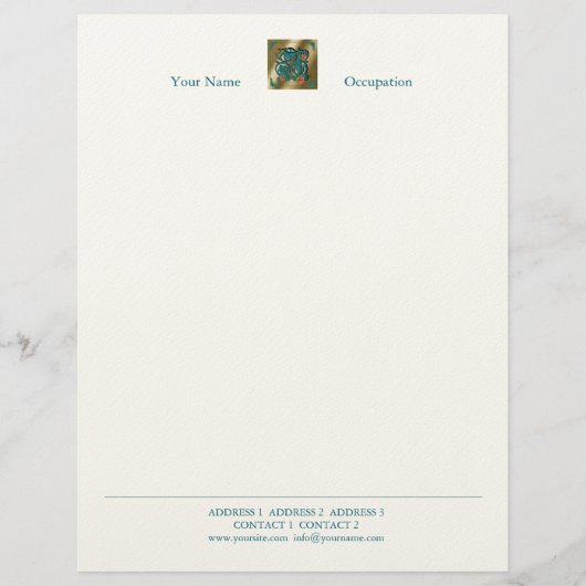 Antiek letter J - letterhead Briefhoofd (Voorkant)