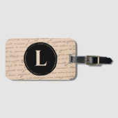 Antiek Letter Monogram Initiaal Writers Script Bagagelabel (Voorkant (horizontaal))