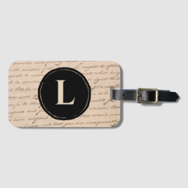 Antiek Letter Monogram Initiaal Writers Script Bagagelabel