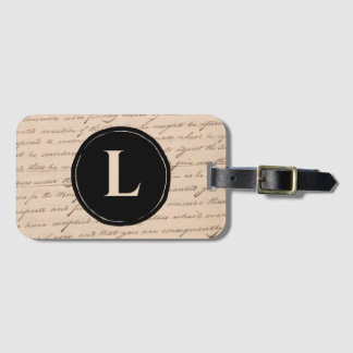 Antiek Letter Monogram Initiaal Writers Script Bagagelabel