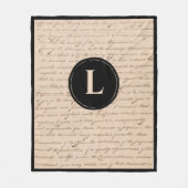 Antiek Letter Monogram zwart Initiaal handschrift Fleece Deken (Voorkant)